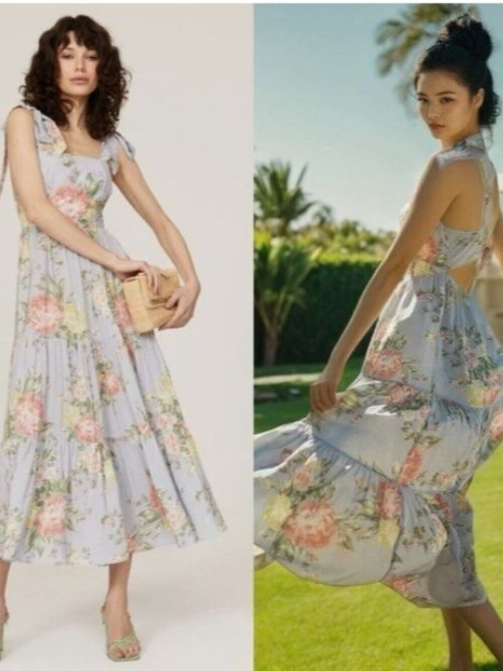Yumi Kim Pastel Blue Floral Maxi Dress